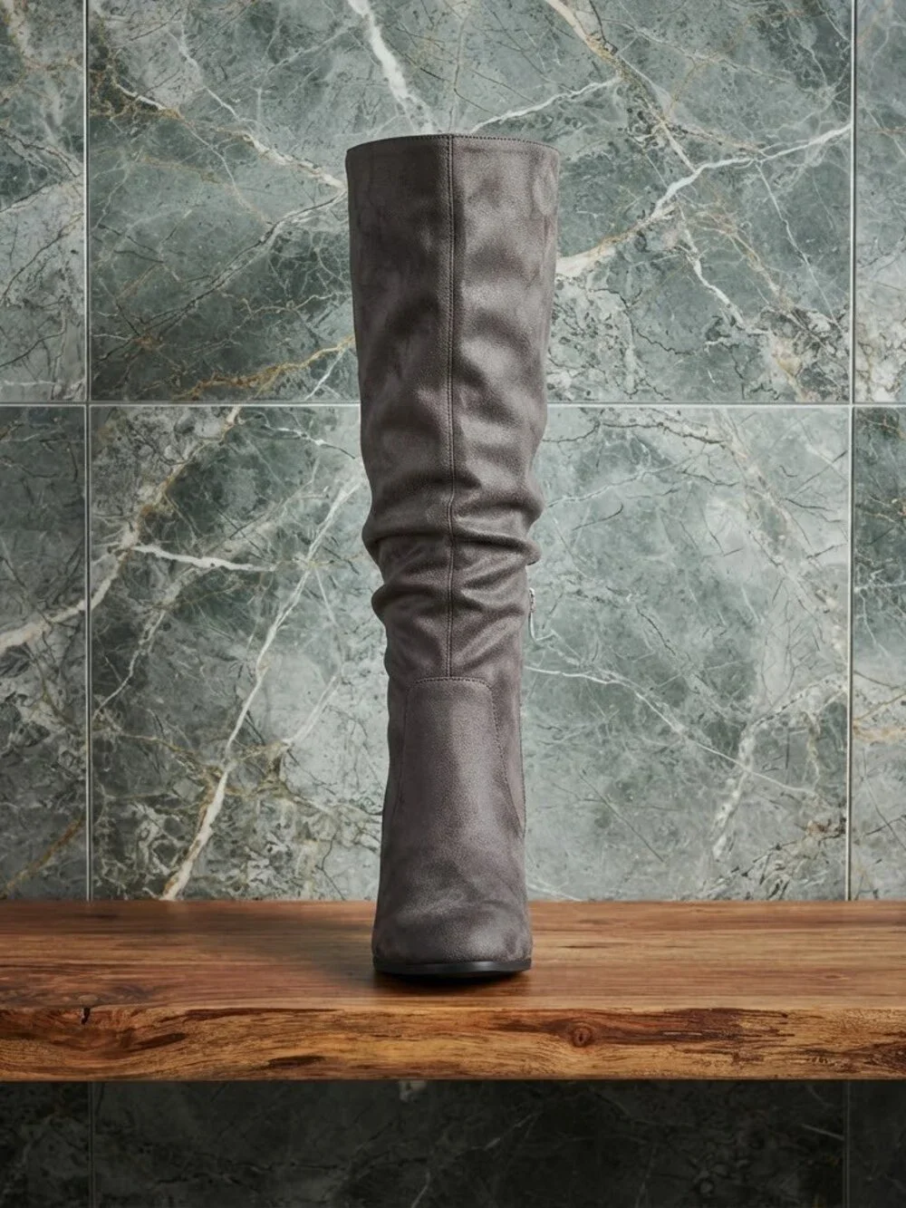 Bella Vita | Gray Leather Wide Calf Knee-High Boots- Size 9